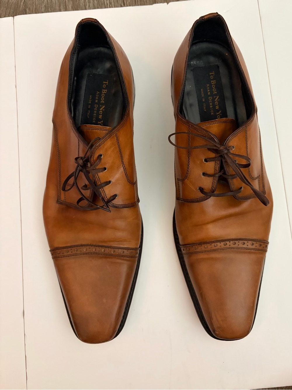 To Boot New York Adam Derrick Cap Toe Oxford Mens Size 10 Tan Leather Italy